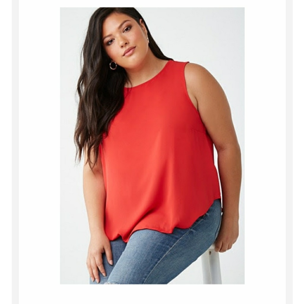 Red Sleeveless Blouse
